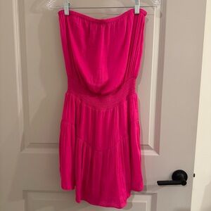 Naked Zebra Hot Pink Strapless Summer Dress